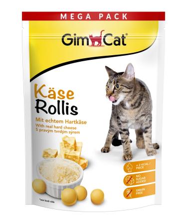 GimCat Cheese Rollis - Grain-free and vitamin-rich cat snack with real hard cheese - 1 bag (1 x 425 g) 425 g (1 pack) - Buy Online on GoSupps.com
