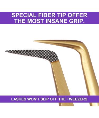 Fiber Tip Lash Tweezers - 4 Pcs Professional Eyelash Extension Kit for Precision Volume Lashes - 90 45 Boot Volume - Black - Buy Online on GoSupps.com