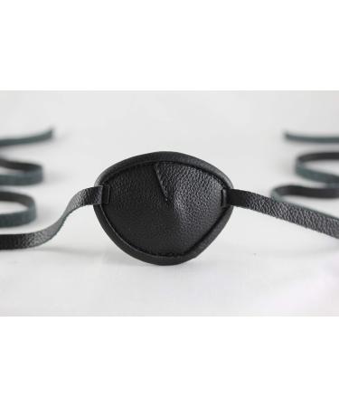 Leather Eyepatch Slight Convex Eye Patch for Left Eye -Full Grain Leather Unique Comfortable Adjustable and Sanitary - Made in USA (Full Size Black) Left Eye Full Size Black