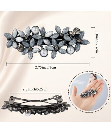 Chicamy Elegant Strass Flower Hair Clips - Vintage Jewelry for Women & Girls in Champagne Pink & Silver Gray - 2 Piece Set - Buy Online on GoSupps.com