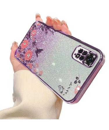 Tivenfezk nadoli glitter diamond case for xiaomi redmi note 11 pro sparkle flower butterfly cell phone case soft slope cover frame glossy silicone rhino etui protective cover xiaomi redmi grade 11 pro pura