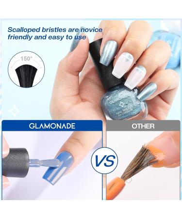 Glamonade Glitter Blue White Nail Polish Set - 10-Free Non Toxic Water Based Formula - 0.24 oz 6 Colors Kit with Rounded Design Brush - Ideal for Beginners - Buy Online on GoSupps.com