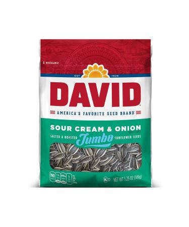 DAVID Sour Cream & Onion Jumbo Sunflower Seeds, Keto Friendly, 5.25 oz Resealable Bag