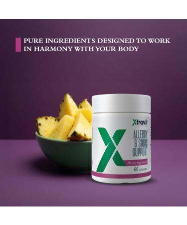 Xtravit Allergy & Sinus Support Supplement Natural Non Drowsy Relief Supplements for Nasal Congestion Sinus Pressure Runny Nose & Seasonal Discomfort - Non-GMO No Fillers 60 Capsules - Buy Online on GoSupps.com