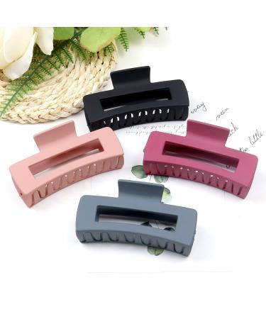Kavya 4-Piece Large Non-Slip Hair Clips for Women | Plastic Angular Leopard Pattern Clips for Long Thick Hair - C Blue - Buy Online on GoSupps.com