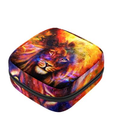 Cosmic space galaxy lion space pattern sanitary napkin storage bag portable period pocket for women teen girls girls menstrual cup pocket breastfeeding pad holder