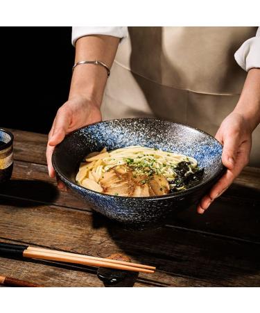 Angoily Ceramic Japanese Ramen Noodle Soup Bowls for Udon Soba Pho Asian Noodles Large Blue 8inch - Buy Online on GoSupps.com