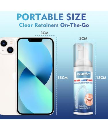 Melanther Retainer Cleaner & Toothbrush - Braces/Aligner Whitening Foam for ClearCorrect, Essix, Vivera & Hawley Trays - Denture Cleaner (120ml) - 2 Pack - Buy Online on GoSupps.com