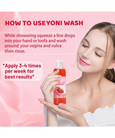 2 PCS Natural Yoni Wash - pH Balanced Feminine Cleanser for Women | Intimate Moisturizing & Deodorizing Strawberry Scent - Buy Online on GoSupps.com