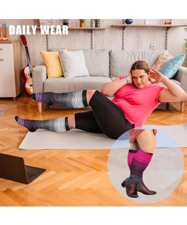 3 Pairs Plus Size Compression Socks (20-30 mmHg) for Women & Men - Wide Calf Knee High Stockings for Nurses & Seniors - 4XL Size - Buy Online on GoSupps.com