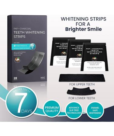 Professional Teeth Whitening Strips for Sensitive Teeth - Pap Charcoal with Coconut Flavor | Easy to Use Dental Whitener - 28 Strips - Buy Online on GoSupps.com