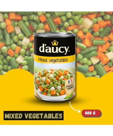 D'Aucy Peas Tinned Pick N Mix - Choose From 4 Flavours | Garden-Peas Mixed Vegetables Petits Petits-Pois & Baby Carrots Potatoes - Pack of 4 X 400g - Buy Online on GoSupps.com