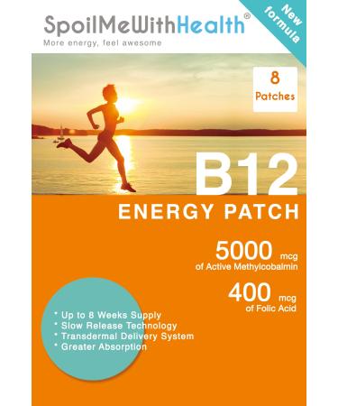 SpoilMeWith Health: B12 Patches (Methylcobalamin 5000 mcg) and folic Acid (0.4 mg). 8 Week Supply