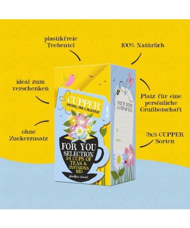 Buy Cupper Bio Tea Gift Set - Perfect for Christmas Valentine's Day Mother's Day & Birthdays | 24 Plastic-Free Herbal & Fruit Tea Bags - Buy Online on GoSupps.com