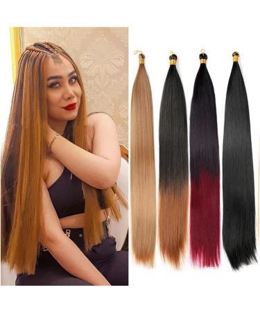 Feather Hair Extension 2 pcs Long Bone Straight Synthetic Hair Extension Easy Silky Bulk Crochet Braid Bundle Pre Stretched Fiber Braiding (Color : 24 Size : 22inches) 22inches 24 - Buy Online on GoSupps.com