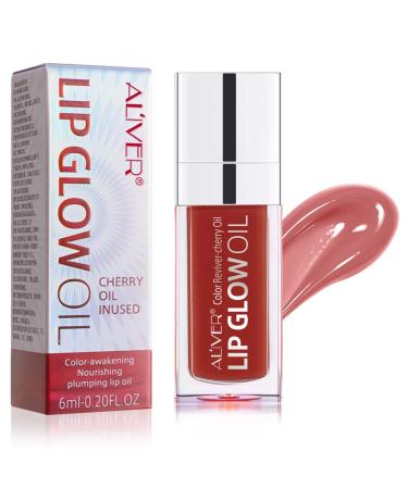 Plumping Lip Oil  Long Lasting Hydrating Lip Gloss Tinted Lip Balm  Non-sticky Big Brush Head Glitter Shine Primer Lip Tint  Tinting Lip Care Oil for Dry Lip (03Rosewood)