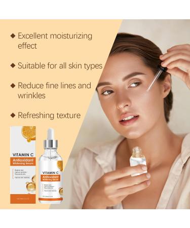 Shantou Yingji 2 pieces vitamin C serum for the face facial serum with vitamin C and hyaluronic acid brightening serum firms and softens fine lines facial care for men and women - Buy Online on GoSupps.com
