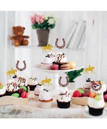 Helewilk 24 Pcs Cowboy and Horseshoe Cupcake Toppers Western Themed Baby Shower Birthday Party Dessert Cupcake Picks Wild West Party Decoration Supplies - Buy Online on GoSupps.com