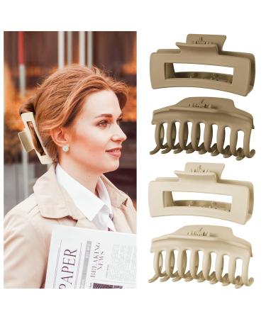Amazer Hair Clips for Thick Hair - 4 Pack Neutral Colors Matte Hair Claw Clips with 2 Hair Scrunchies - Natural Yellow & Light Brown - Buy Online on GoSupps.com