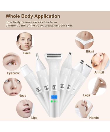 Emooncn 6-in-1 Women's Electric Razor & Epilator | USB Flawless Trimmer for Face Eyebrows Bikini & Intimate Areas | Perfect Gift for Women - Buy Online on GoSupps.com