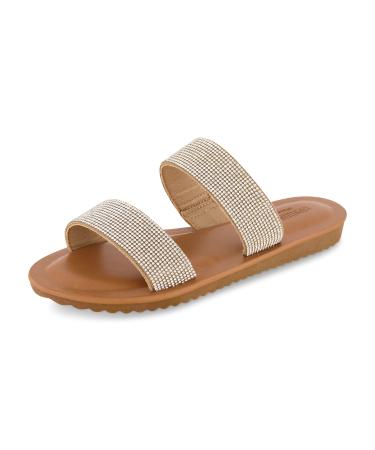 CUSHIONAIRE Women's Vera slide sandal +Memory Foam and Wide Widths Available 9.5 Silver Sparkle