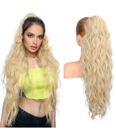 Brikabia blonde ponytail extension 26 "braid extension horseplay beach shaft cord strain hair extension synthetic ponytail clip in hair part for women cool blonde