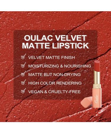 Oulac Soft Matte Lipstick - Red Apricot Lipstick & Blush Duo | Enriched with Rose Oil | Vegan & Cruelty-Free | 3.6g (Y05) Indian Summer - Buy Online on GoSupps.com