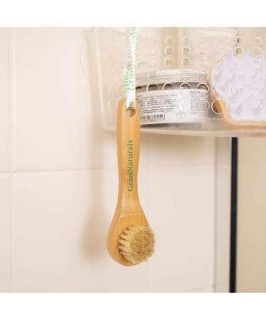 GranNaturals Manual Facial Brush - Natural Bristles for Exfoliation & Lymphatic Drainage, Wooden Handle - Gentle Pore Cleansing for Glowing Skin - Buy Online on GoSupps.com