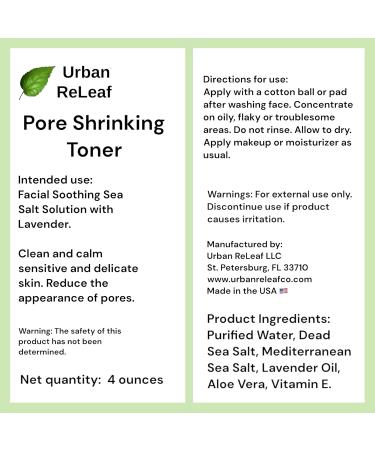 Urban ReLeaf Pore Shrinking Toner - 100% Natural Lavender & Dead Sea Salt for Smooth Tight Skin | Calm & Soothe Irritation | Shop Internationally - Buy Online on GoSupps.com
