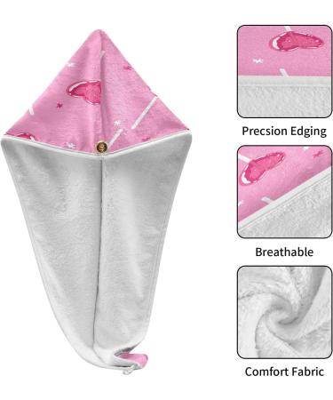 Heart Lolly Pop Pattern Dry Hair Cap & Quick Drying Towel Set - 2 Piece Super Absorbent Soft & Comfortable with Button Headband - Perfect for International Shipping - Buy Online on GoSupps.com