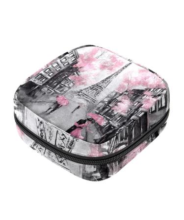 Paris France Eiffel Tower City Landscape Oilgeme Women Binding Storage Pocket Portable Periodes for Women Teenage Girls Menstrual Cup Bags Settings Halves