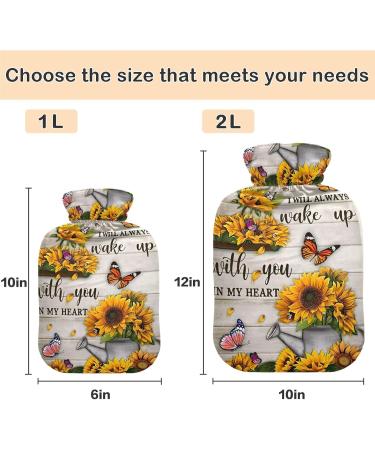 Shop Naanle Wood Butterfly Sunflower Hot Water Bottle - 1L Hand & Foot Warmer for Pain Relief | Transparent Cover & Heat Therapy - Buy Online on GoSupps.com