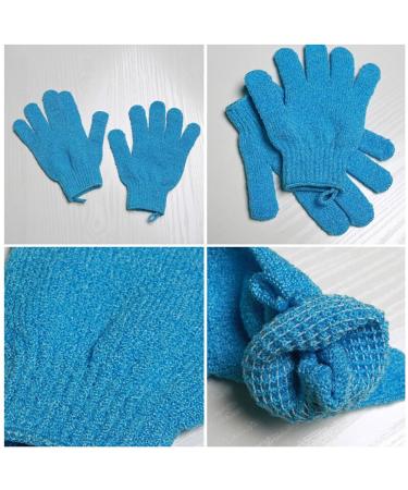 FRCOLOR Exfoliating Bath Shower Gloves - Soft Nylon Body Scrubber for Men Women & Kids (Blue) | Best Body Exfoliation Accessories - Buy Online on GoSupps.com