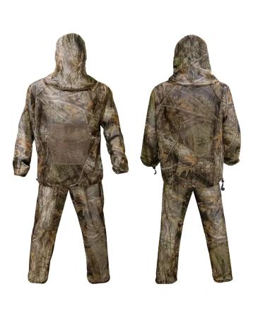 LOOGU Mosquito Suits, Net Bug Pants & Jacket Hood Sets - Ultra-fine Mesh - with Fishing, Hiking, Camping and Gardening XL/XXL Tree Camo 2.0
