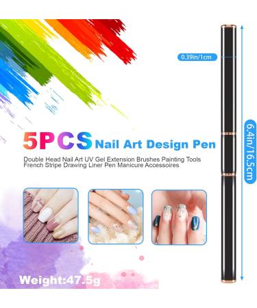 ciyeu 5Pcs Double Nail Art UV Gel Extension Brushes Painting Tools French Stripe Drawing Liner Pen Manicure Accessoires - Buy Online on GoSupps.com