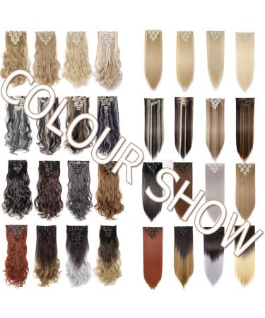 23 Clip In Hair Extensions Set - Heat Resistant, Ash&Bleach Blond - 8 Pcs Full Head - Straight 23 Inch - Buy Online on GoSupps.com