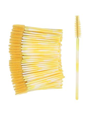 Mascara Brush Disposable Eyelashes Brush Hygienic Fiber Brush Head for Women Female(Yellow)