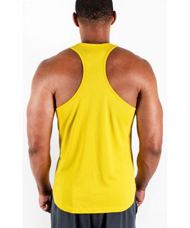 DEVOPS Men's Y-Back Dri Fit Muscle Gym Tank Top 3 Pack - Large (Charcoal/Red/Yellow) - Buy Online on GoSupps.com