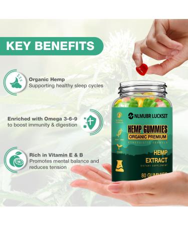 Hemp Gummies for Sleep Pain Anxiety & Stress - High Potency Organic Hemp Oil Extract Vegan Extra Strength Edible Gummy Candy for Adults (2 Pack) - Buy Online on GoSupps.com