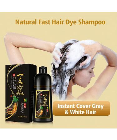 500ml Organic Natural Fast Black Hair Shampoo | Plant Essence Dye for Women Men | Cover Gray & White Hair - Long Lasting Color - Buy Online on GoSupps.com