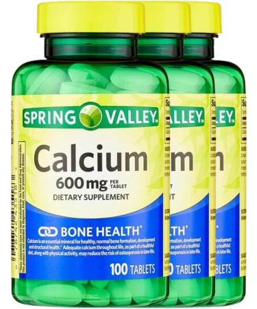Calcium 600 mg 100 Tablets Dietary Supplement Bone Health Calcium (Pack of 3)