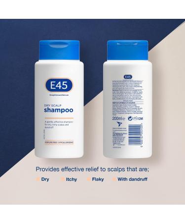 E45 Dermatological Dry Scalp Shampoo 200ml - Pro Vitamin B5 Hydrating Shampoo for Dry Scalp Relief - Anti Dandruff, Perfume Free - Buy Online on GoSupps.com