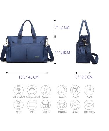 Royalfair Baby Diaper Pocket - Travel Messenger Bag with Insulating Bag & Hook Navy Blue (40 x 28 x 12.8 cm) - Perfect for International Shipping - Buy Online on GoSupps.com