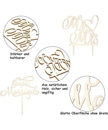 Laokai Mr & Mrs Cake Topper - 2 Piece Wooden Wedding Decoration for Engagement & Anniversary Cakes - Buy Online on GoSupps.com