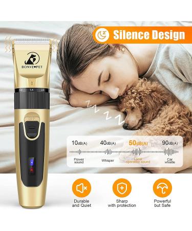 Bonve Pet Dog Clippers Kit - Quiet Cordless Rechargeable Grooming Clippers for Dogs Cats - Professional Pet Trimmer for Thick Coats - Buy Online on GoSupps.com