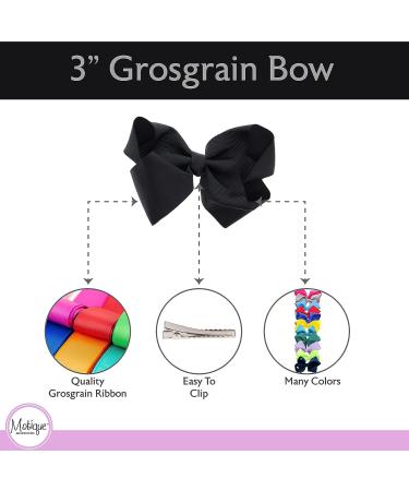 3 Inch Grosgrain Bow Set for Little Girls - White and Black (Pack of 6) - Buy Online on GoSupps.com