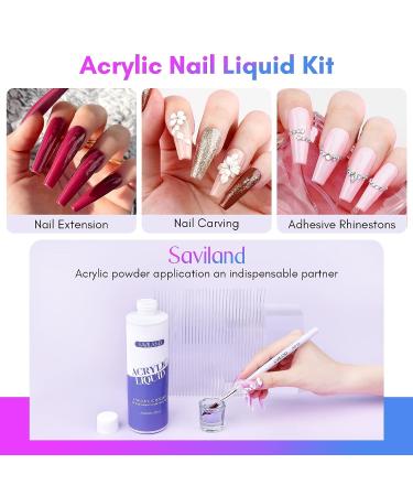 Saviland True-EMA Monomer Acrylic Nail Liquid 8.11fl.oz with 3PCS Brushes - Non-Yellowing Formula for DIY Home Nail Salon - Buy Online on GoSupps.com