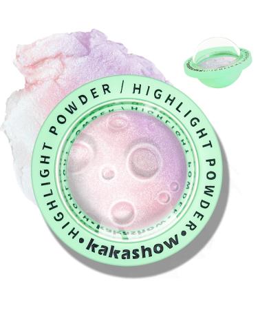 Face Highlighter Palette Shimmer Lunar Glow Powder Makeup for Cheeks Inner Corner Eyes Brighten Body Glitter Purple Chameleon Multichrome Holographic Color Shifting Silky Creamy Illuminator