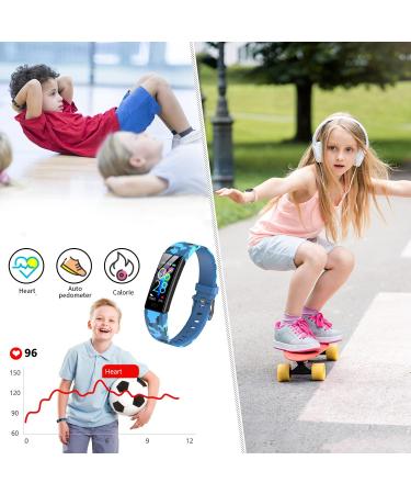 K-berho Kids Fitness Tracker  Fitness Watch Activity Tracker with Pedometers  Stopwatch  IP68 Waterproof  11 Sport Modes for Kids Age 6-16 Years Old Camouflage Blue - Buy Online on GoSupps.com