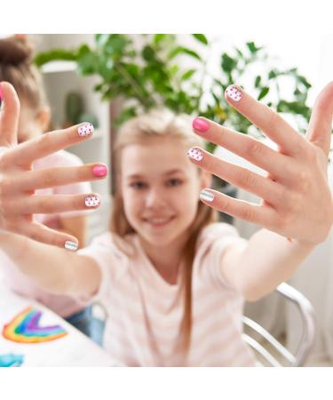 168 Pieces Girls Press on Nails - Full Cover Short False Fingernails for Kids - Pink and Blue Rainbow & Gradient Design - 7 Days Fake Nails for Children - Nail Decoration Gift - 7 Boxes - Buy Online on GoSupps.com
